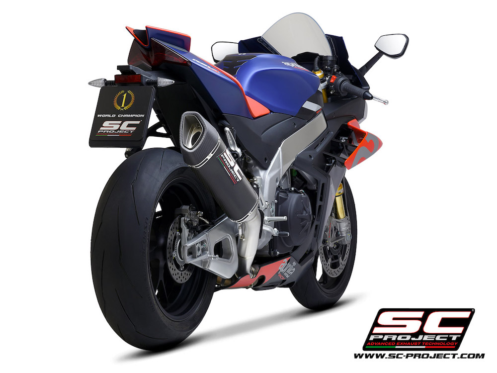 Aprilia RSV4 (2021-2022) Factory SC1-R Muffler (350mm), with carbon fiber end cap