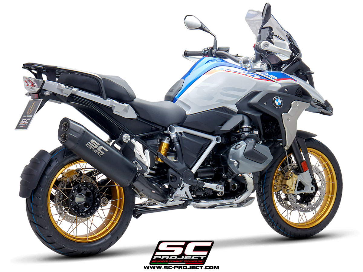 BMW R 1250 GS (2020 - 2021) - ADVENTURE - EURO 5 Adventure Muffler, Titanium, matt black painted with Carbon fibre end cap