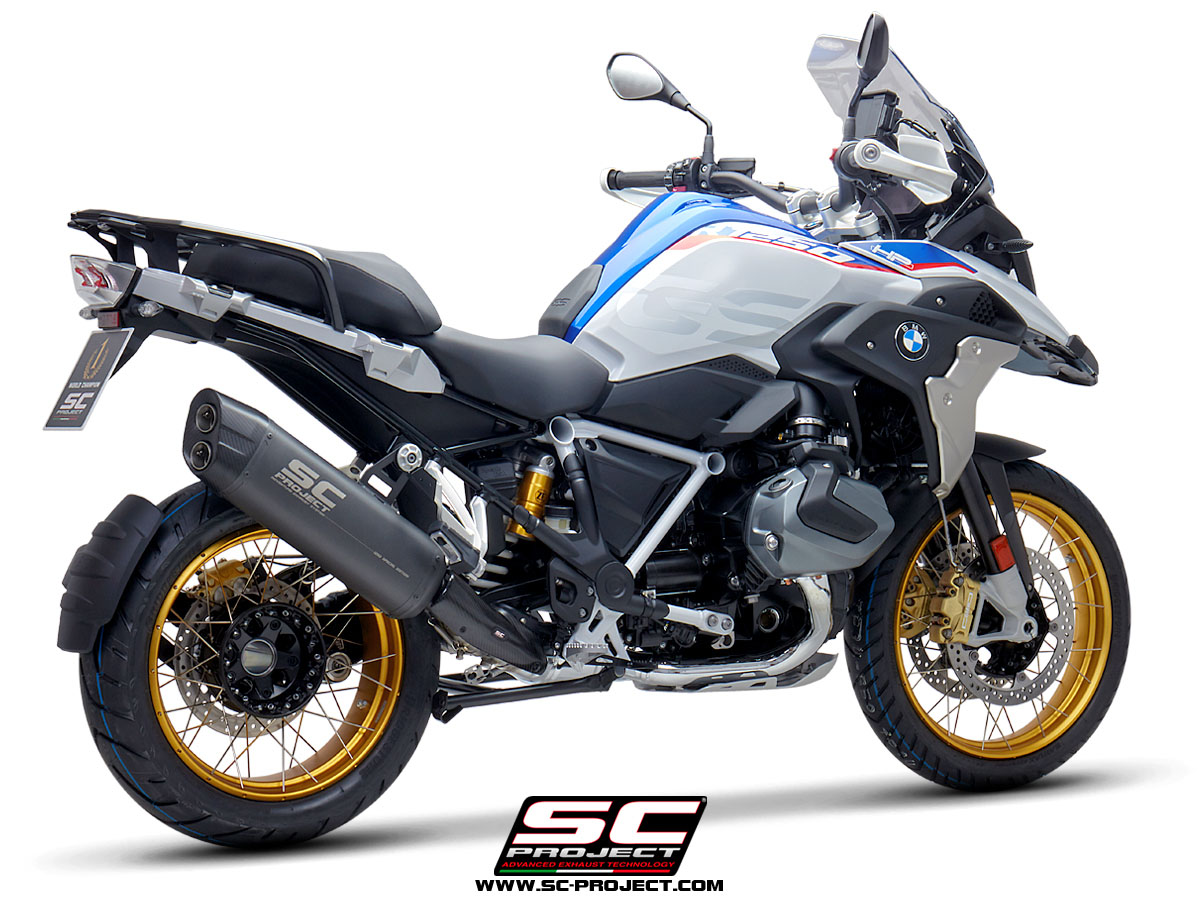 BMW R 1250 GS (2020 - 2021) - ADVENTURE - EURO 5 Adventure Muffler, Titanium, matt black painted with Carbon fibre end cap