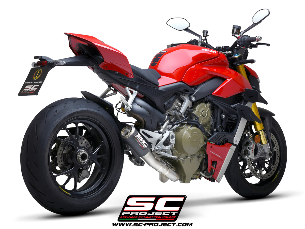 DUCATI STREETFIGHTER V4 (2020) CR-T M2 Muffler, carbon fibre, with titanium end cap and de-cat link