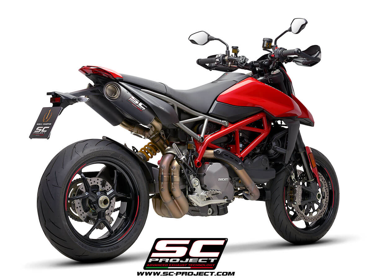 DUCATI HYPERMOTARD 950 - RVE - SP (2021 - 2022) - EURO 5 Pair of S1-Carbon Mufflers, Carbon fiber, with Carbon fiber end cap