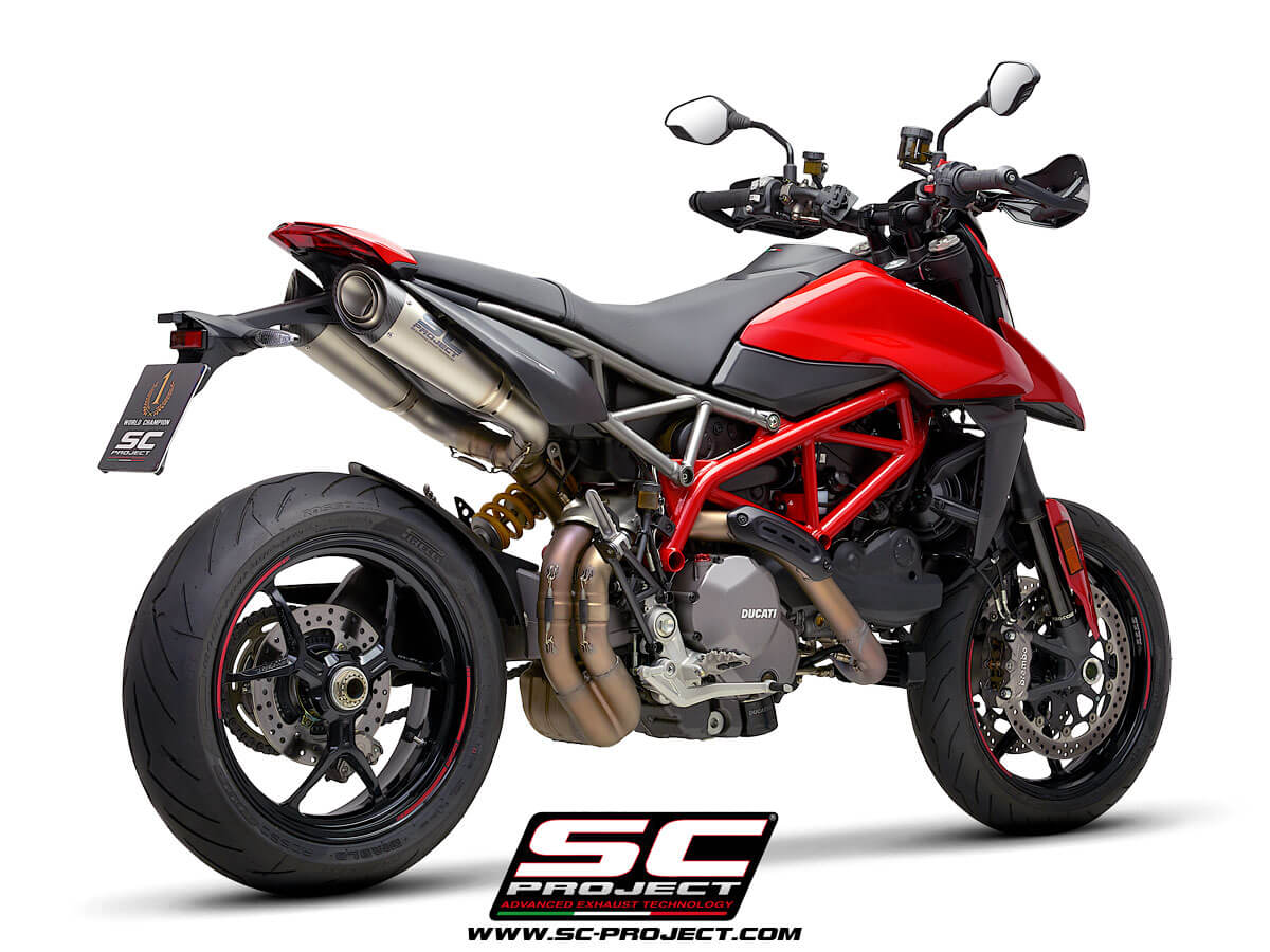 DUCATI HYPERMOTARD 950 - RVE - SP (2021 - 2022) - EURO 5 Pair of S1 Mufflers, Titanium, with Carbon fiber end cap