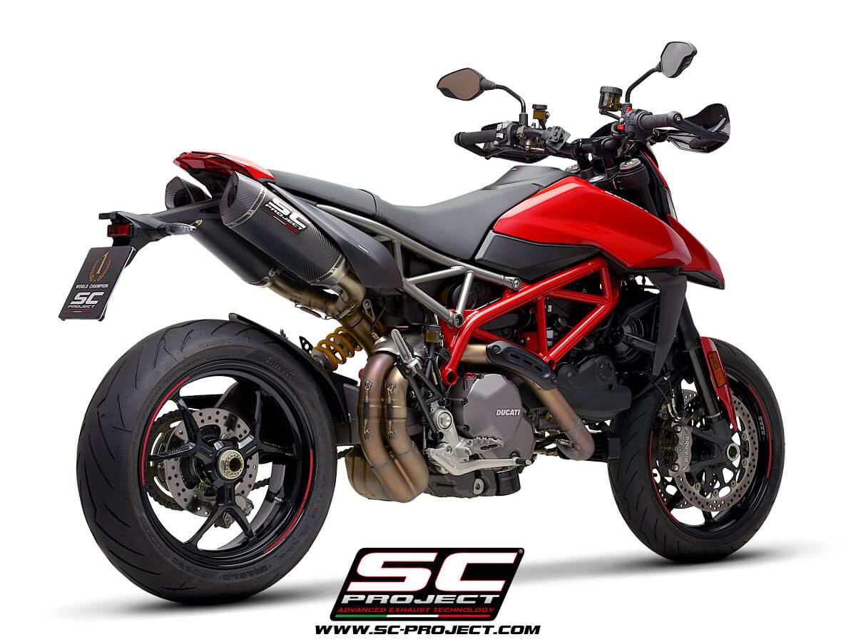 DUCATI HYPERMOTARD 950 - RVE - SP (2021 - 2022) - EURO 5 Pair of SC1-M Mufflers, Carbon fiber, with Carbon fiber end cap