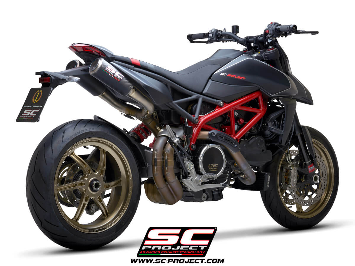 DUCATI HYPERMOTARD 950 - RVE - SP (2021 - 2022) - EURO 5 Pair of CR-T M2 mufflers, carbon fibre, with titanium end cap