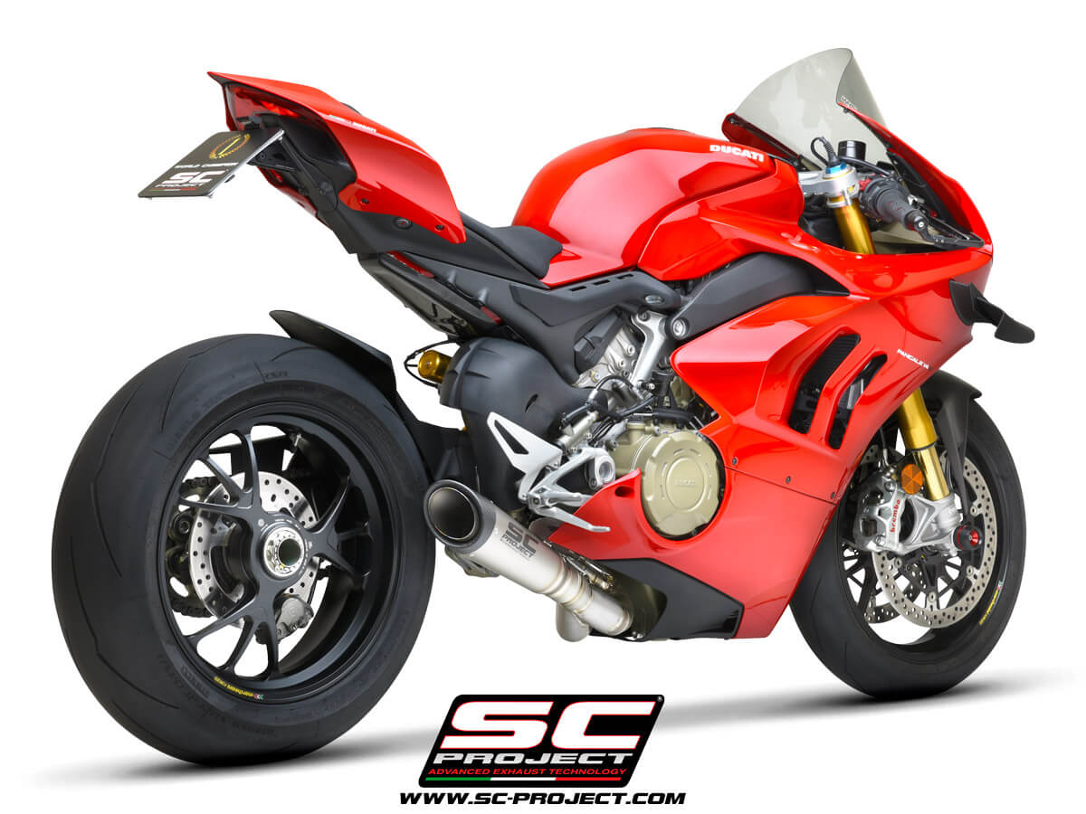 DUCATI PANIGALE V4 - V4 S (2021) S1 Muffler, Titanium, with Carbon fiber end cap, with de-cat link