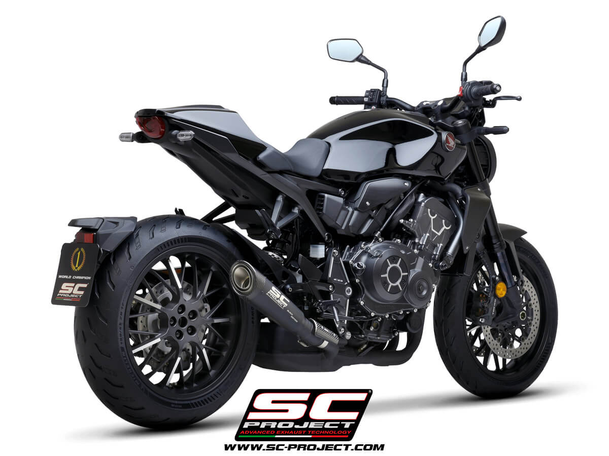 HONDA CB1000R (2021) S1 Muffler, Titanium, matt black painted, with Carbon fiber end cap