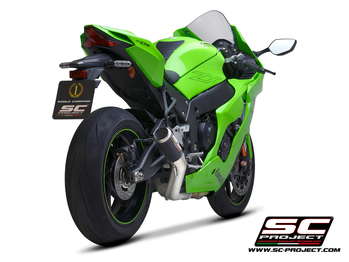 KAWASAKI NINJA ZX-10R - RR (2021) CR-T Muffler, carbon fiber, with titanium end cap, with de-cat link pipe