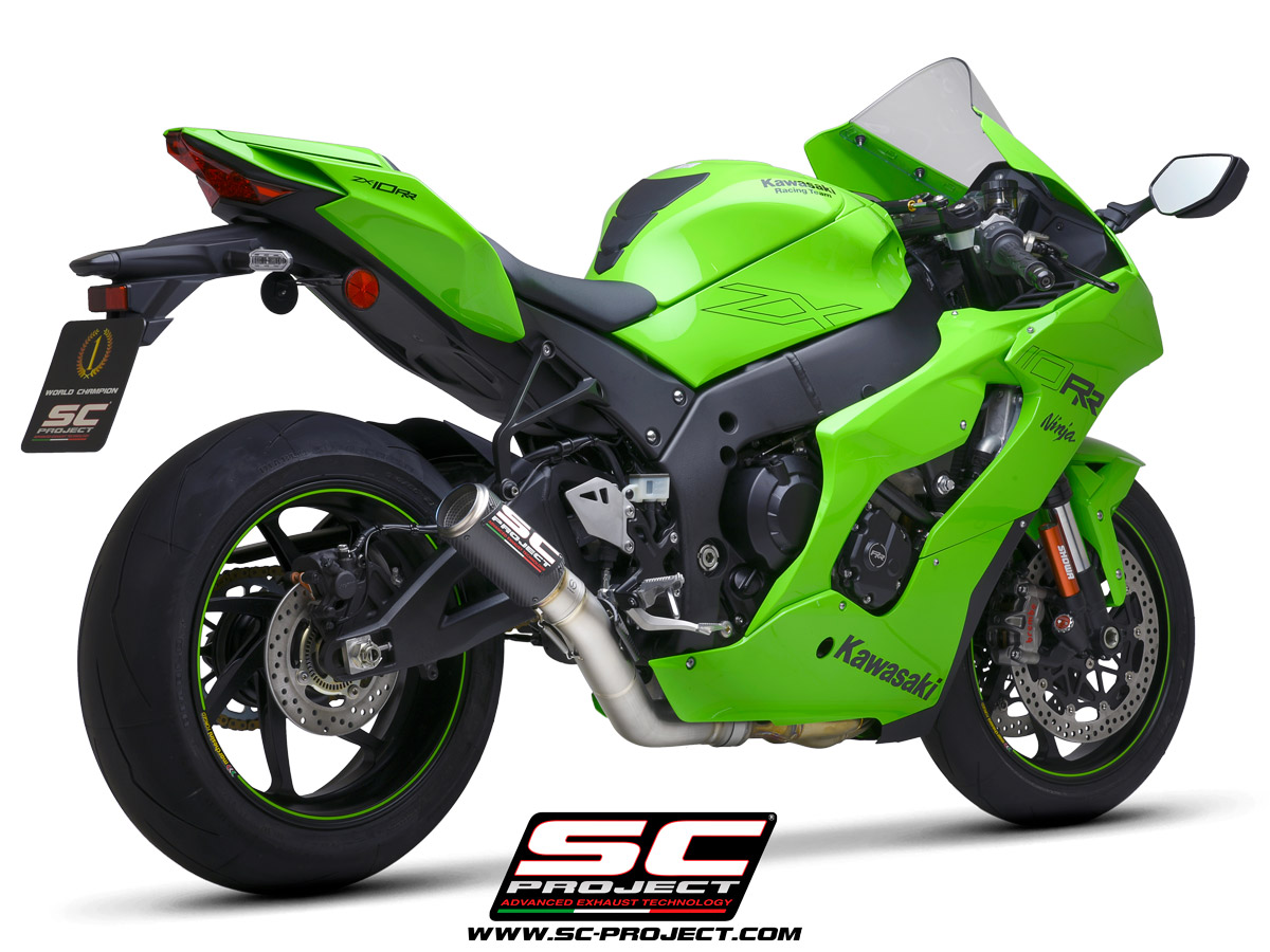 KAWASAKI NINJA ZX-10R - RR (2021) CR-T Muffler, carbon fiber, with titanium end cap, with de-cat link pipe