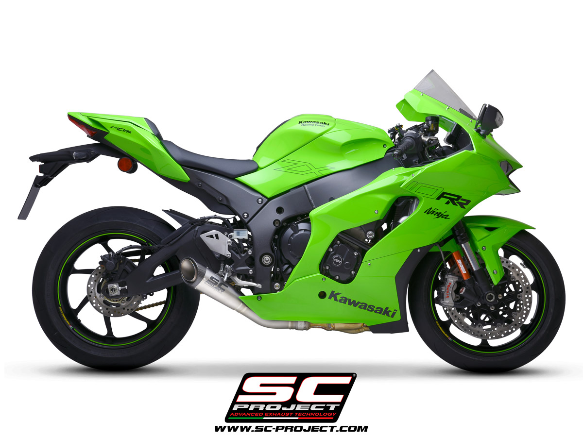 KAWASAKI NINJA ZX-10R - RR (2021) S1 Muffler, titanium, with carbon fiber end cap, with de-cat link pipe