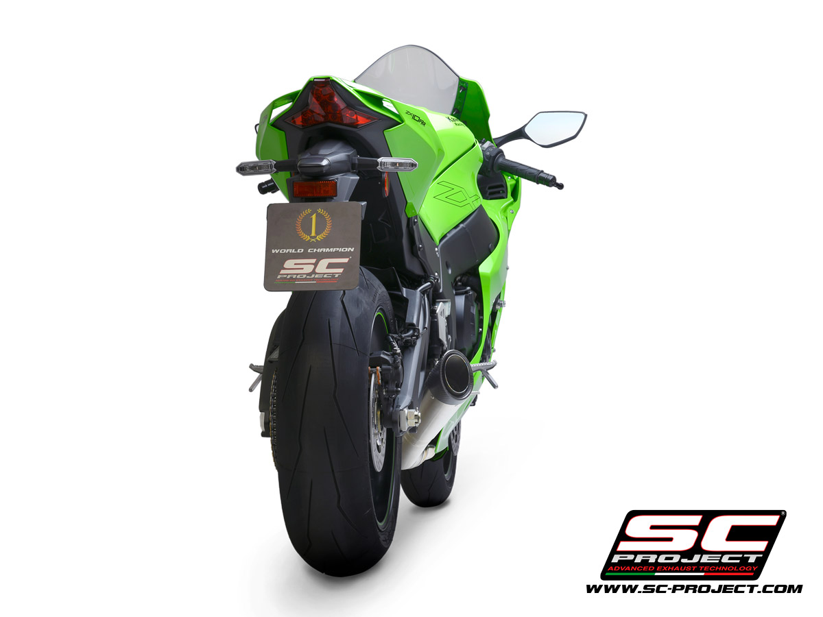 KAWASAKI NINJA ZX-10R - RR (2021) S1 Muffler, titanium, with carbon fiber end cap, with de-cat link pipe