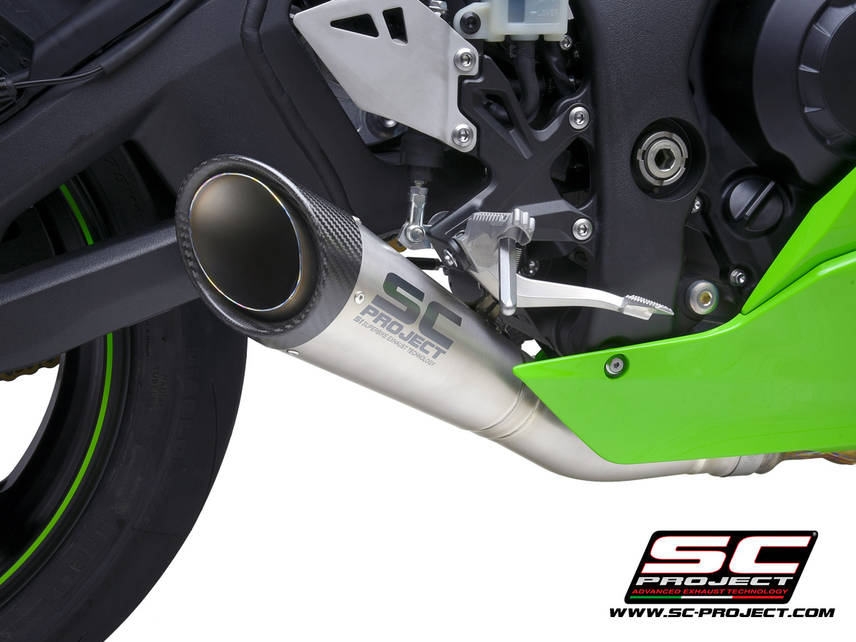 KAWASAKI NINJA ZX-10R - RR (2021) S1 Muffler, titanium, with carbon fiber end cap, with de-cat link pipe