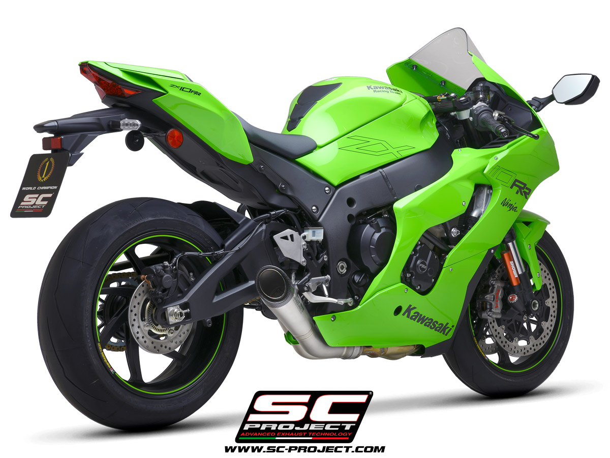 KAWASAKI NINJA ZX-10R - RR (2021) S1 Muffler, titanium, with carbon fiber end cap, with de-cat link pipe