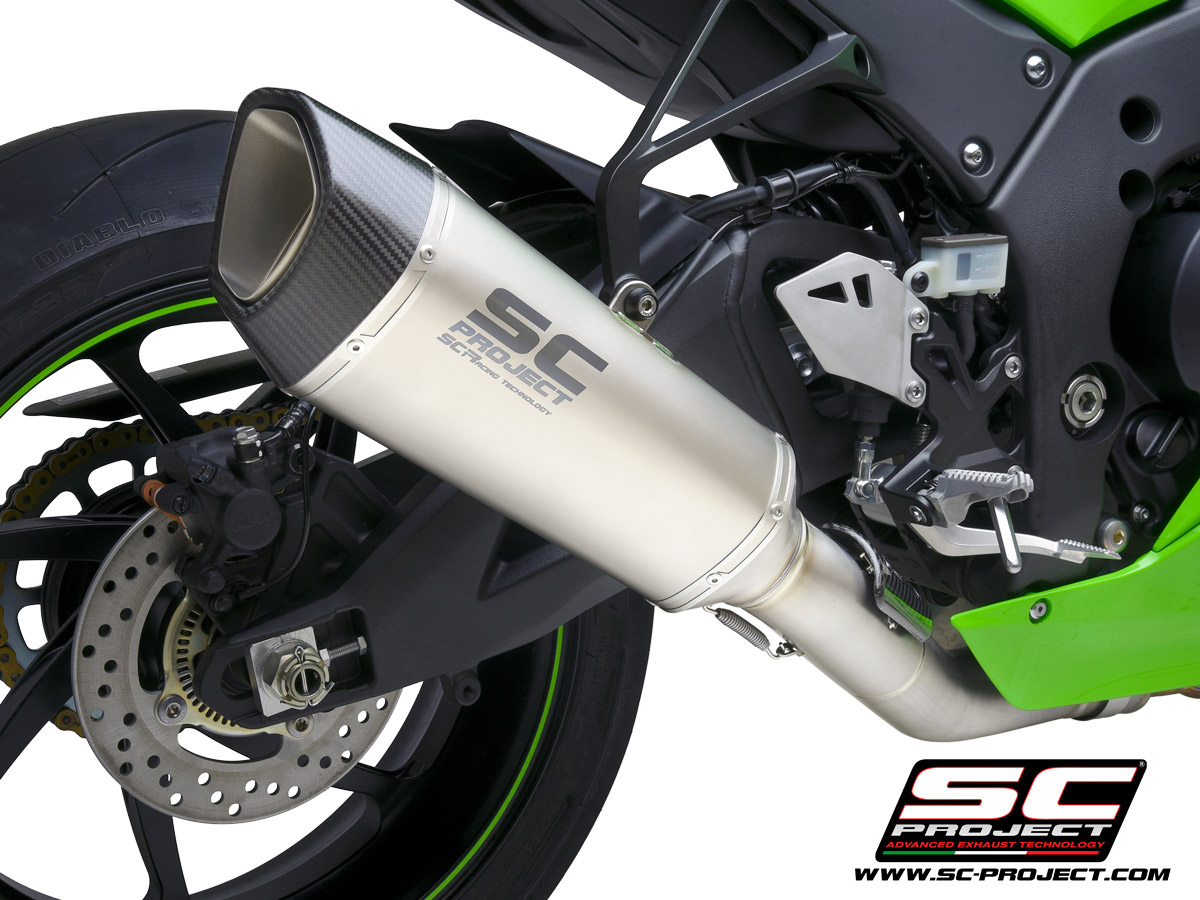 KAWASAKI NINJA ZX-10R - RR (2021) SC1-R Muffler, titanium, with carbon fiber end cap, with de-cat link pipe