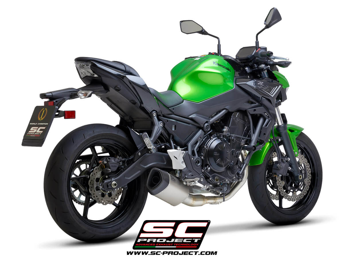 KAWASAKI Z 650 (2021) Full exhaust system 2-1, with SC1-R GT Muffler, titanium, with carbon fiber end cap