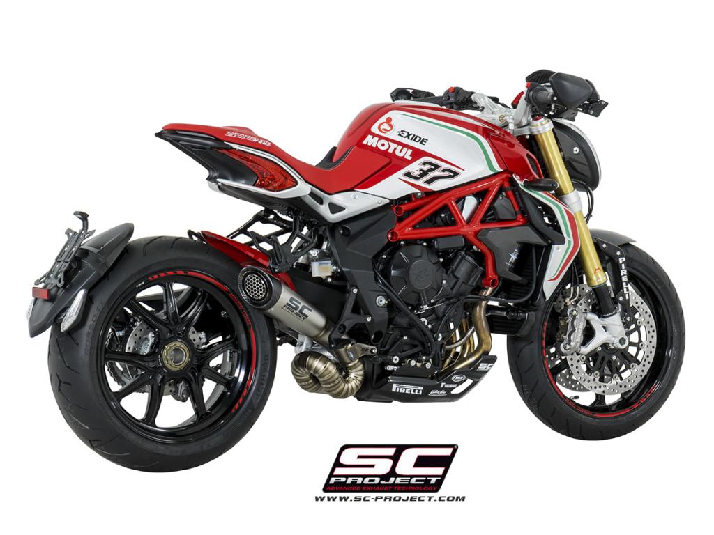 MV AGUSTA DRAGSTER 800 S1 Muffler, Titanium, with Titanium link-pipe and carbon fibre endcap