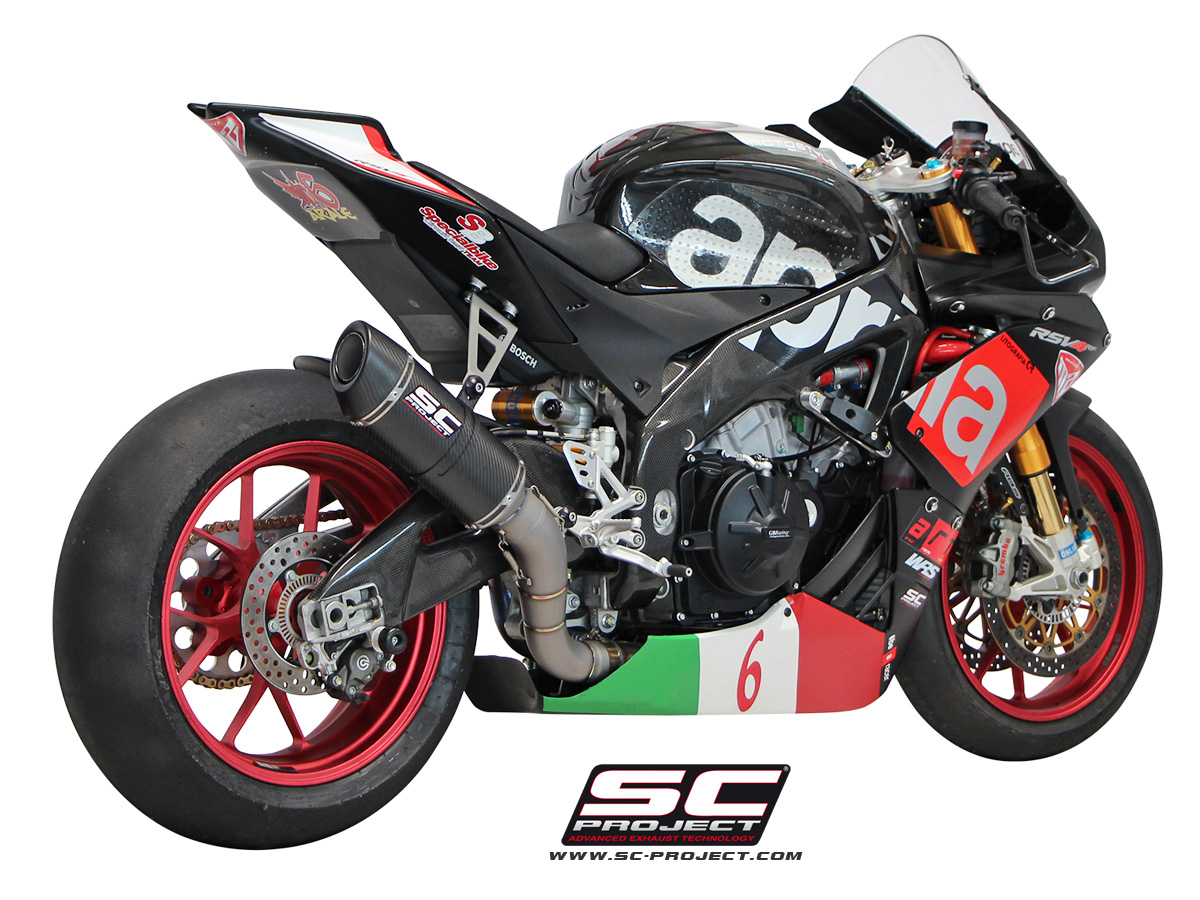 APRILIA RSV4 (2015 - 2016) - RF - RR Oval racing Muffler, matt Carbon fibre, with Carbon fibre end cap