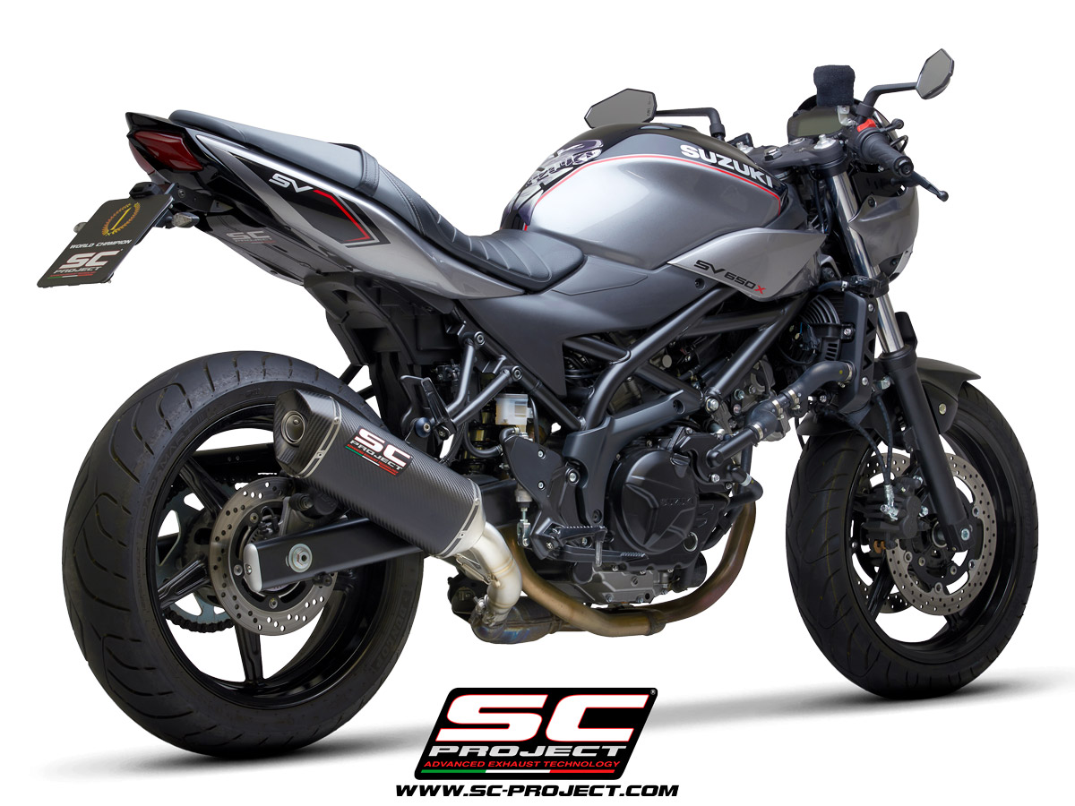 SUZUKI SV650 / SV650 A2 (2021) - EURO 5 SC1-M Muffler, with Carbon fiber end cap